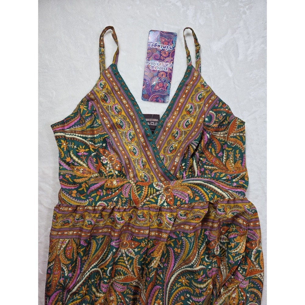 Boho Paisley Wide Leg Jumpsuit Made In India One Size M/L Festival Resort - Picture 4 of 11